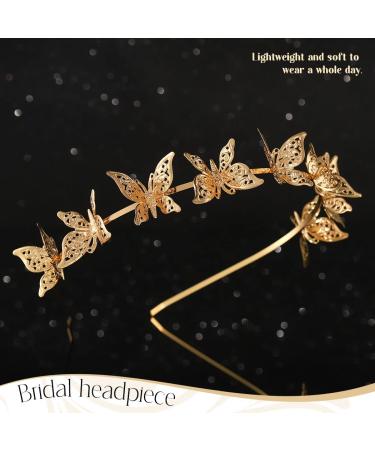 CAKURE Gold Butterfly Crown Tiara Headband - Goddess Headpiece for Party, Prom, Birthday - Metal Butterflies Hair Accessories - Buy Online on SooperMarket.com