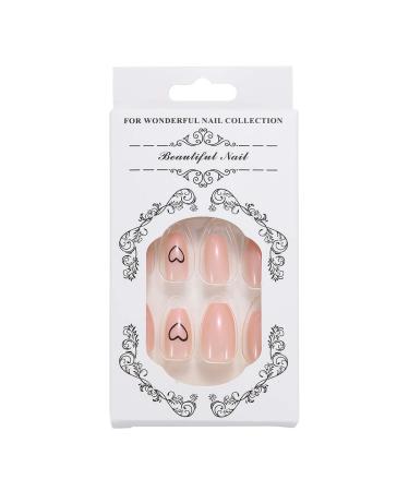 Brishow Pink Heart French Short Press-On Nails | 24 Ballerina Acrylic Artificial Nails for Women & Girls - Perfect for Every Occasion - Buy Online on SooperMarket.com