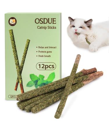 OSDUE 12PCS Cat Catnip Sticks Catnip Toys for Cats Teething Toys Cat Chew Toy Teeth Clean Chewing Grindin for Cat Kitten Kitty Natural Wood Sticks for Cats Play and Relax A-12 PCS Cat Catnip Sticks