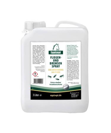 Equisept fly spray horse & brake spray for horses 3 liter refill canister mosquito spray horse insect spray for use on the horse skin & fur gentle on veterinarians recommended doping -free spray on the horse 3l