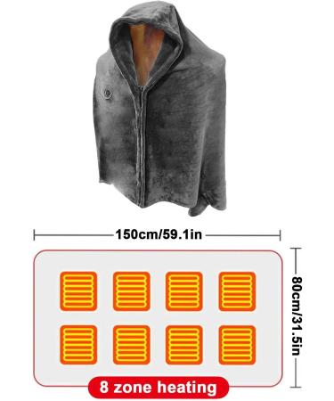 Yajexun USB Heated Hoodie Ceiling Scarf - Fast Warming Electric Overfent with 3 Levels Soft Flannel Intelligent Control for Shoulder & Back - Women's Gray - Buy Online on SooperMarket.com