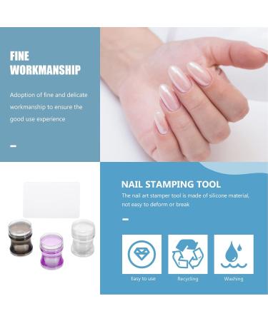 Lurrose 3 Sets Nail Art Silicone Stamp Kit - French Tip Nail Printer & Seal with Frosted Scraper for Perfect Manicures - International Shipping Available - Buy Online on SooperMarket.com