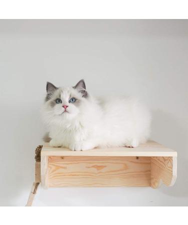 Yiotl Wall-Mounted Cat Shelf Set - Modern Solid Wood Furniture with Hammock, Climbing Bridge, and Cat Mat - Buy Online on SooperMarket.com