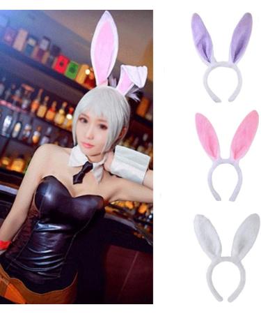 Rabbit Ears Headband Bunny Costume 3 Sets Rabbit Ears Headband and Tail Bow Tie for Adult Children Cosplay Christmas Carnival Party - Buy Online on SooperMarket.com