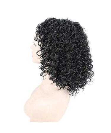 BGHJUE Short Curly Wig - Brazilian Lace Front Human Hair Wig with Baby Hair 35cm Black - International Shipping - Buy Online on SooperMarket.com