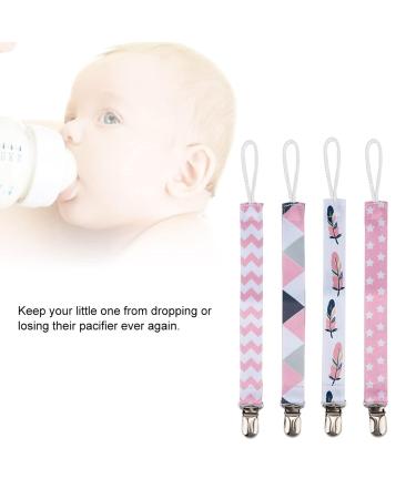 4-Pack Baby Pacifier Clip - Cotton Ribbon Holders for Infants | International Shipping Available - Buy Online on SooperMarket.com