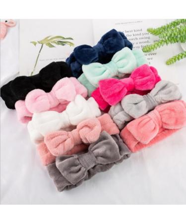 Makeup Headbands Spa Bow Washing Face Hair Band Towel Wrap Coral Fleece Elastic for Shower Sports Black Spa Headband - Buy Online on SooperMarket.com