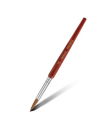 Aokitec Kolinsky Acrylic Nail Brush #12 Oval Crimped Sable Acrylic Brush for Nails Wood Nail Art Brush for Acrylic Application Manicure Tool 12#