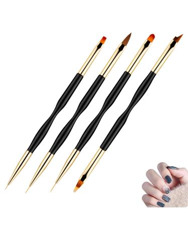 Sularpek Nail Art Liner Brushes 4 Pcs Double Ended Nail Art Brushes Nail Art Painting Pen Brush Set Nail Brush for Drawing Nail Art Design and Nail Art DIY Drawing