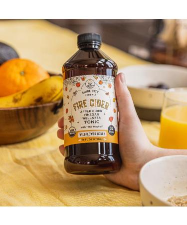 Amazon Exclusive: Shire City Herbals Fire Cider Tonic 16 oz - Wildflower Honey, Apple Cider Vinegar, Organic Raw Ingredients - Paleo, Keto, Whole 30 Approved - Buy Online on SooperMarket.com