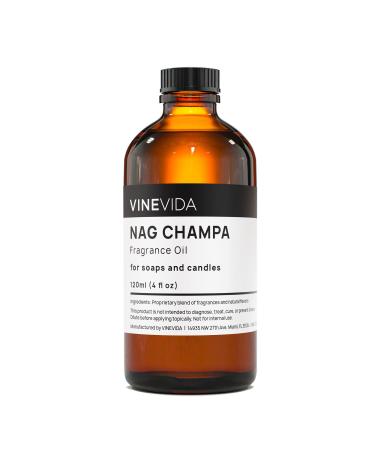 VINEVIDA  4oz  Nag Champa Fragrance Oil for Soap Making Scents for Candle Making  Perfume Oils  Soy Candles  Home Scents Oil Diffusers  Bath Scent Bomb Oils  Linen Spray  Lotions  Car Freshies 4 Fl Oz (Pack of 1)