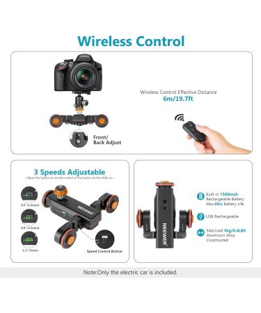 Neewer Wireless Video Camera Dolly: 3-Wheel Motorized Track Slider with Remote Control - Compatible with DSLR, Camcorder, GoPro, iPhone, Android | Electric Dolly Car - Buy Online on SooperMarket.com