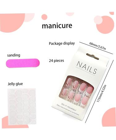 1 Set Press on Nails French Square Fake Nails Full Cover Short Press on Nails Reusable Short Nails Press on Cute Press on Nails Set for Women DIY Home Party - Buy Online on SooperMarket.com