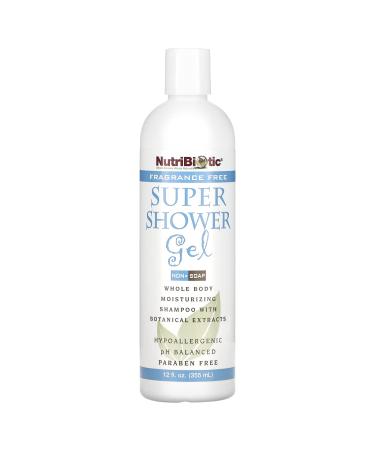 NutriBiotic Super Shower Gel Non-Soap Fragrance Free 12 fl oz (355 ml)