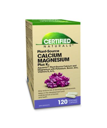 Certified Naturals - Plant-Source Calcium Magnesium + K2-120 vegetable capsules