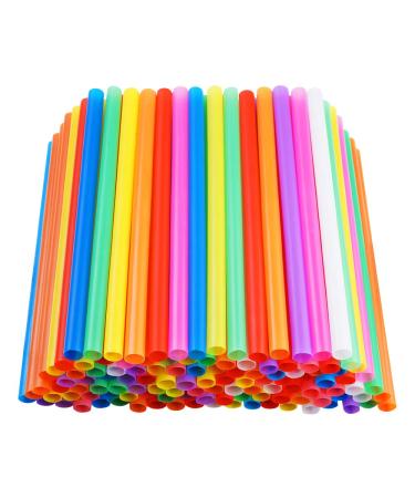 200 PCS Jumbo Smoothie Straws, Colorful Disposable Plastic Large Wide-mouthed Milkshake Straw (0.43" Diameter and 8.2" long)