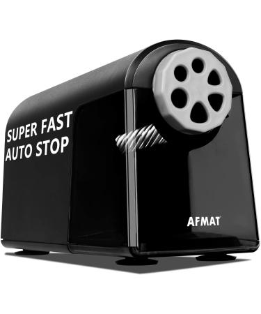 Heavy Duty Electric Pencil Sharpener  6 Holes  AFMAT Classroom Pencil Sharpener for 6-11mm Pencils  Auto Stop  Super Fast  Never Eat Pencils  School Teacher Must Have Pencil Sharpeners Plug in  Black