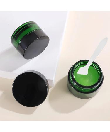 Zeoabsy 12-Piece 20ml Green Glass Cream Jar Set with Black Screw Caps & Spatulas | Ideal for Gels & Creams - International Shipping Available - Buy Online on SooperMarket.com
