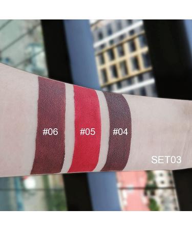 3Pcs Deep Red Brown Matte Lipstick Set | Long Lasting 24Hr Lip Stain | Waterproof Lip Gloss Gift Set - SET02 - Buy Online on SooperMarket.com