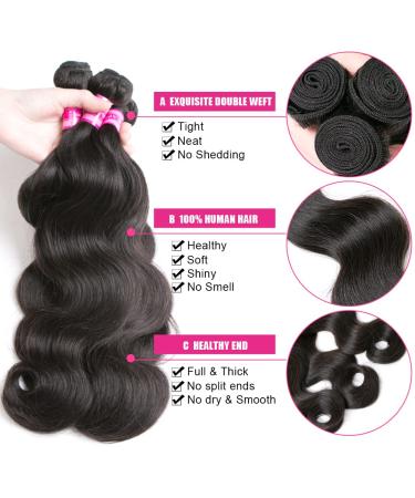 Beauty Queen 10A Brazilian Body Wave Human Hair Bundles - 20 22 24 Inch | 100% Unprocessed Virgin Remy Hair Extensions - Buy Online on SooperMarket.com