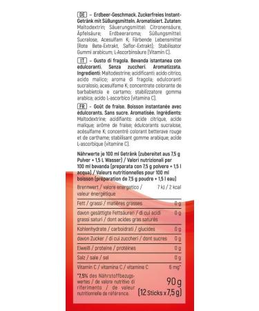 Buy Intick Sugar-Free Instant Strawberry Drink | Vegan Low-Calorie Vitamin C | 12 x 1.5L Pack - Buy Online on SooperMarket.com