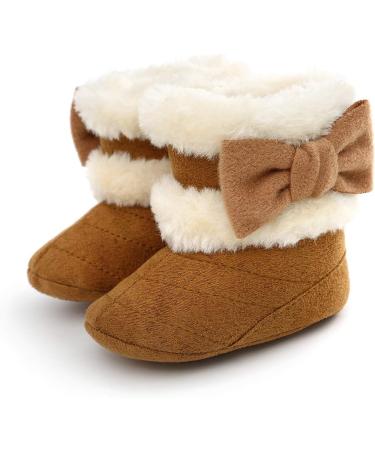 Yinuoday Winter Baby Girls Anti-Slip Snow Boots 3-6 Month Infant Dark Brown - Warm Prewalker Newborn Shoes - Buy Online on SooperMarket.com