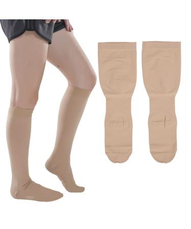 Knee High Varicose Vein Stockings Plus Size Close Toe 23 to 32 mmHg Compression Support Stockings (3XL)