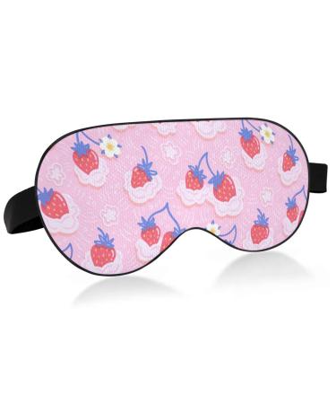 Haskirky Light Blocking Eye Mask Breathable and Adjustable Adult Men and Women Travel on Business Trips Yoga Meditation Light Smooth Comfortable Eye Mask Office Deep Sleep Goodies Strawberry an