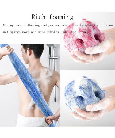 HONG 111 African Net Sponge Exfoliating Shower Set - 2 Piece Bathing Sponge for Daily Use - Blue - Buy Online on SooperMarket.com