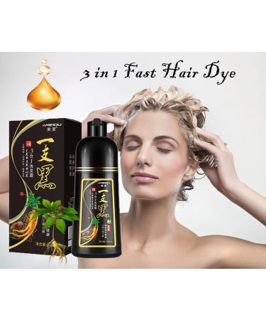 500ML MEIDU 3-in-1 Instant Black Hair Dye Shampoo with Herbal Ingredients - Fast Hair Coloring for Women & Men - 100% Grey Coverage - Buy Online on SooperMarket.com