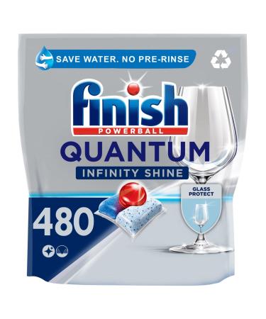 Finish Quantum Infinity Shine Dishwasher Tablets Bulk 5 Pack | Scent : REGULAR | Size : 120 Dishwasher Tabs | For Sparkling Clean (Total 480 Tablets)