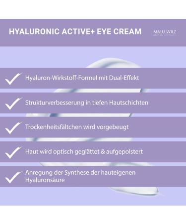 Malu Wilz Hyaluronic Active Eye Cream 15ml | Refreshing Skincare Serum with Hyaluron-Active Dual Effect Booster - Buy Online on SooperMarket.com