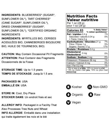 Organic Mixed Berries 1lb - Non-GMO Dried Blueberries, Cranberries & Tart Cherries | Kosher, Lightly Sweetened, Unsulfured - Bulk 1lb Pack | Buy Now! - Buy Online on SooperMarket.com
