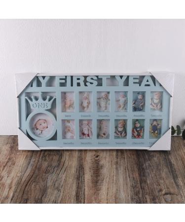My First Year Baby Photo Frame - Baby Hand and Footprint Kit for New Mums and Dads - 1-12 Months Album and Keepsake Frame - Blue - Buy Online on SooperMarket.com