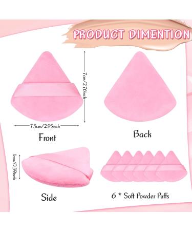 Prousky 6-Piece Dark Pink Triangle Makeup Powder Puffs - Soft Velour Puff for Pressed and Loose Powder, Ideal for Face Foundation and Mineral Makeup Application - Buy Online on SooperMarket.com