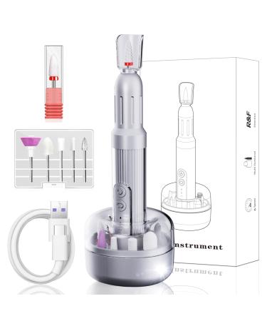 Electric Nail Files Professional Nail Drill for Gel/Acrylic Nails 18000 RPM Adjustable Speed E File Manicure Pedicure Set with Ceramic Nail Bit Rechargeable Base Low Vibration Low Noise for Beginner Grey