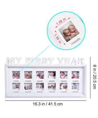 Baby's First Year Photo Frame - Newborn Keepsake for 12 Months, Nursery Decor and Mother's Day Gift in White - Buy Online on SooperMarket.com