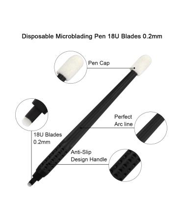 10pcs Disposable Microblading Manual Pen with 18 U Blades - Permanent Makeup 0.2MM Needles and Caps - Buy Online on SooperMarket.com