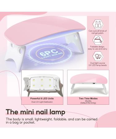 COSCELIA Mini UV LED Lamp for Gel Nails - 6W USB Portable Nail Dryer with 45/60s Timer | Professional Foldable Nail Gel Hardening Lamp - Buy Online on SooperMarket.com