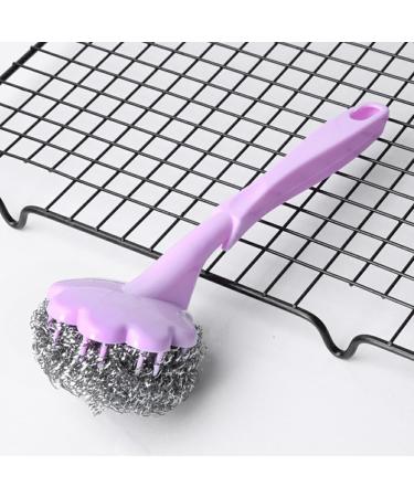 kesurpae ABS Steel Wire Cleaning Brush Portable Long Handle Washable Reusable Household Kitchen Cooking Bench Plate Brushes Purple - Buy Online on SooperMarket.com