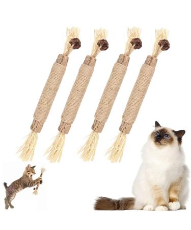 Tsathoggua 4 pcs Matatabi Silvervine Chew Sticks Natural Cat Chew Toy Catnip Toy for Cats Cat Sticks Cat Teeth Nip Cat Teeth Cleaning Kitty Dental Chew Stick Kitten Teething and Stress Release