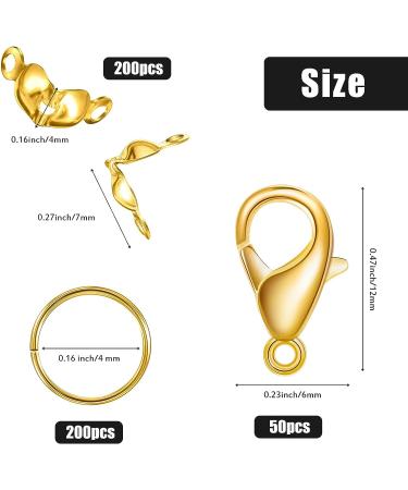 450-Piece Jewelry Making Kit - Bead Tips, Jump Rings, Lobster Clasps for DIY Crafts (Gold) - Buy Online on SooperMarket.com