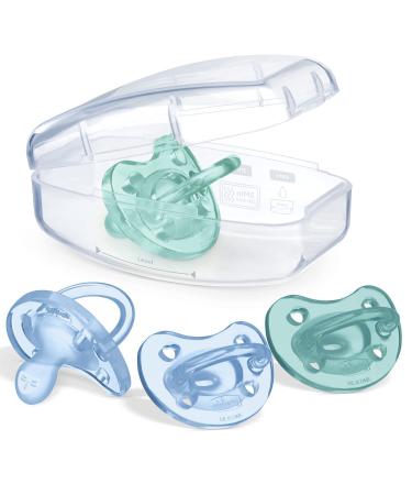 Chicco PhysioForma Soft silicone pacifier for 16-36 months soft and delicate promotes physiological breathing in blue 4 pieces