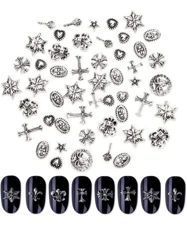 Chrome Hearts Cross Nail Charm Metal Punk Rivet Nail Art Decoration (2 Pack) - Buy Online on SooperMarket.com