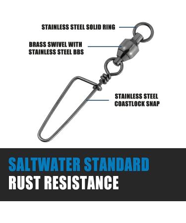 Dr.Fish Fishing Snap Swivels  Ball Bearing Swivels with Stainless Steel Coastlock Snap  Corrosion Resistant Black Nickel Coating  High Strength 26Lb to 503Lb  Saltwater Swivels Fishing Tackle #7-232LB 20 - Buy Online on SooperMarket.com
