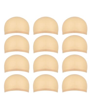 HSTHE SEA 12-pack wig cap wig cap nylon wig's caps Nylon hair network Stretable Elastic network reverse network for women and men (skin color)