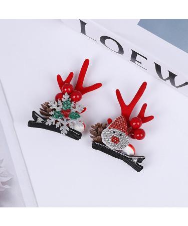 Christmas Antler Hair Clip - Santa Claus Reindeer Ears Barrettes | Portable Reindeer Antlers Ears Barrettes for Family Women Santa Claus red corner - Buy Online on SooperMarket.com