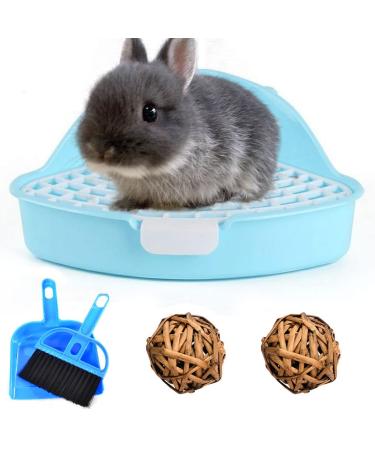 Hamiledyi Bunny Litter Pet Toilet Potty Trainer Corner Pan Bedding Box for Small Animal Guinea Pig Ferret Hamster Dwarf Rabbit(White) Blue