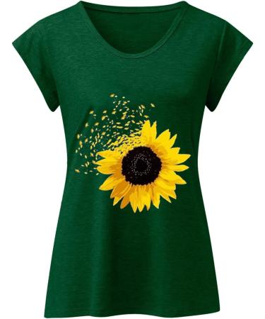Short Sleeve T Shirts Clothing Woman T-Shirt Casual Black Clothing Top Women's Floral Pattern for Women Crop Tops Shirt Shirts Top Women's Summer Tank Top 5-green XL - Buy Online on SooperMarket.com