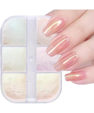 Chrome Nail Powder Nail Art Holo Powder Mirror Effect Pigment Glitter Body Face Decoration 6 Grids - Buy Online on SooperMarket.com